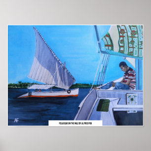 Feluccas on the Nile Painting by Alfred Fox Poster