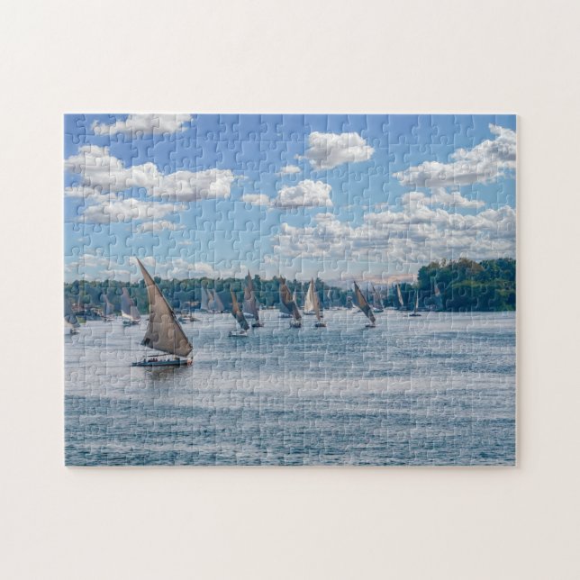 Feluccas sailing along the Nile - Aswan, Egypt Jigsaw Puzzle (Horizontal)
