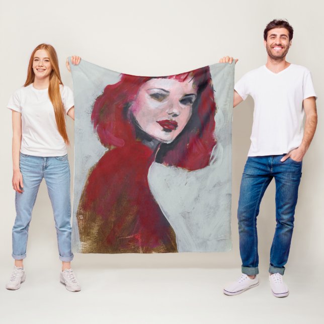 Fem Portrait - Red Fleece Blanket (In Situ)