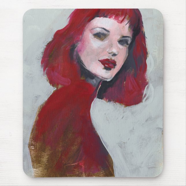 Fem Portrait - Red Mouse Pad (Front)