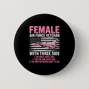 Female air force american patriotic fighter pilot 2 inch round button