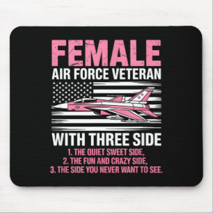 Female air force american patriotic fighter pilot mouse pad