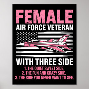 Female air force american patriotic fighter pilot poster