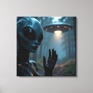 Female Alien Extraterrestrial and UFO Canvas Print