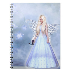 Female angel in blue notebook