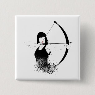 Female Archer 2 Inch Square Button