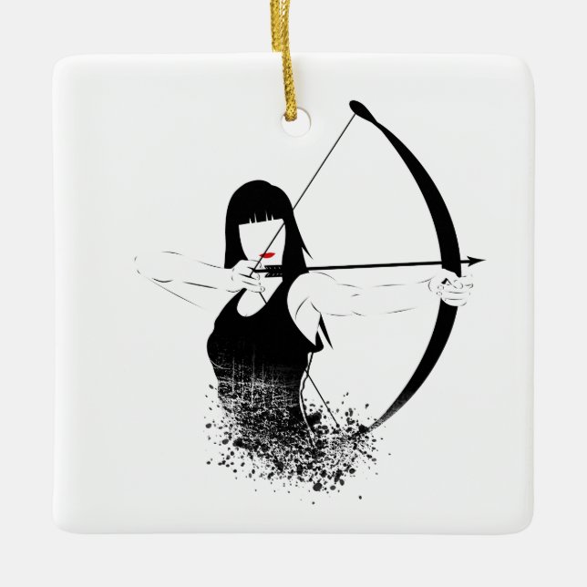 Female Archer Ceramic Ornament (Front)