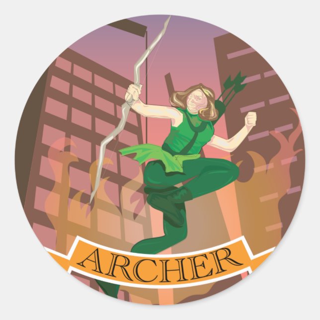 Female Archer Illustration Sticker (Front)