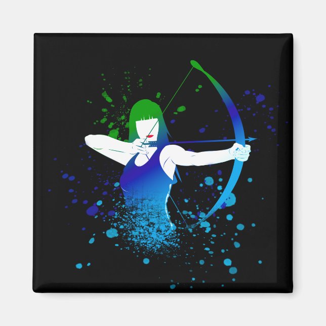 Female Archer Paint Splash Magnet (Front)