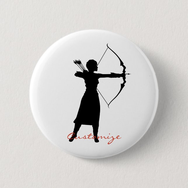 Female Archer Silhouette Thunder_Cove 2 Inch Round Button (Front)