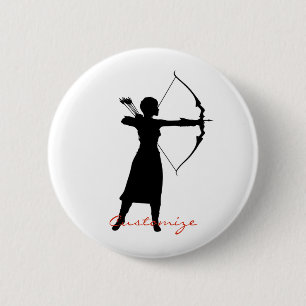 Female Archer Silhouette Thunder_Cove 2 Inch Round Button