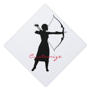 Female Archer Silhouette Thunder_Cove Graduation Cap Topper