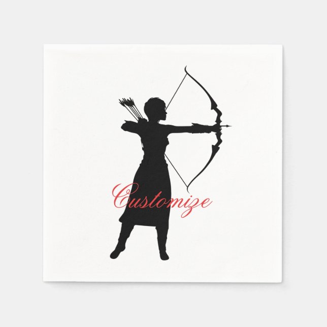 Female Archer Silhouette Thunder_Cove Napkin (Front)