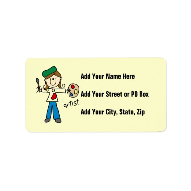 Female Artist Stick Figure Label (Front)
