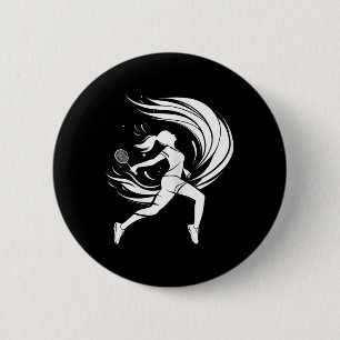 Female Badminton Player Drawing Shuttle 2 Inch Round Button