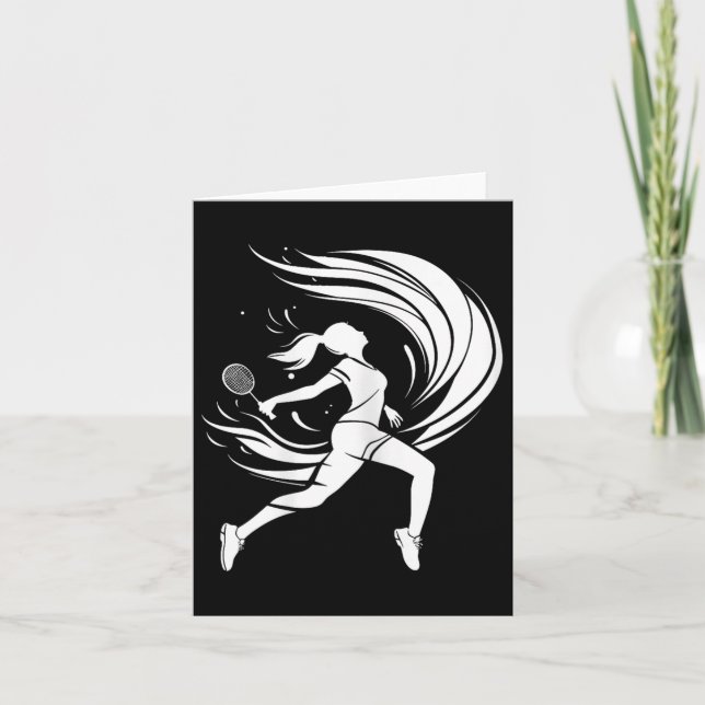 Female Badminton Player Drawing Shuttle  Card (Front)