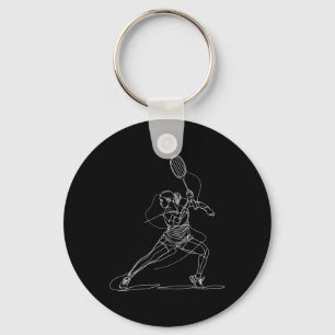 Female Badminton Player Drawing Shuttle Game For G Keychain