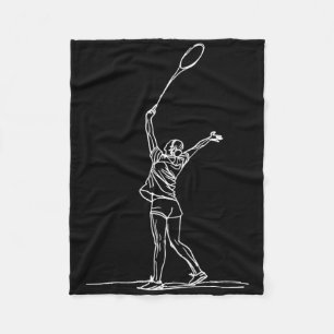 Female Badmintonist Sketch Shuttle Fleece Blanket