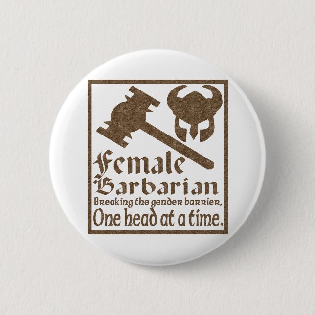 Female Barbarian 2 Inch Round Button (Front)