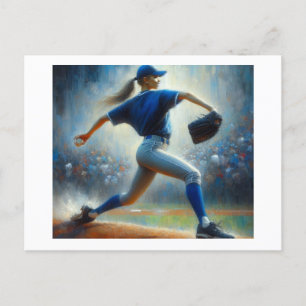 Female Baseball Pitcher, Postcard