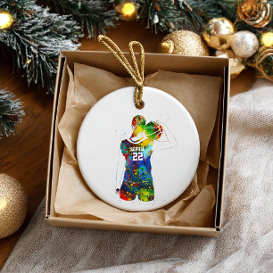 Female Basketball Player Ceramic Ornament