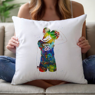 Female Basketball Player Throw Pillow
