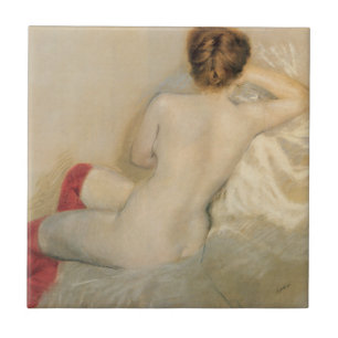 Female Beauty with Red Stockings Tile