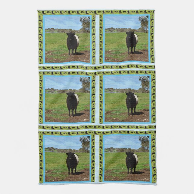 Female Belted Galloway Cow, Kitchen Towel (Vertical)