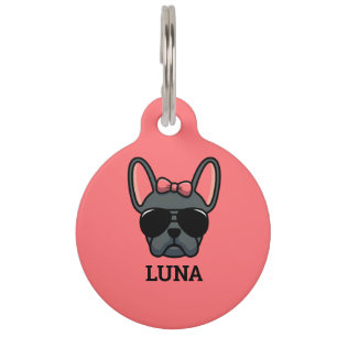 Female Blue French Bulldog Pet ID Tag