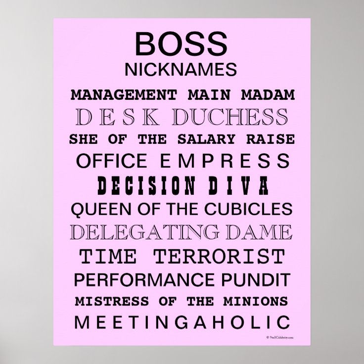 Female Boss Poster Funny Job Names and Titles | Zazzle