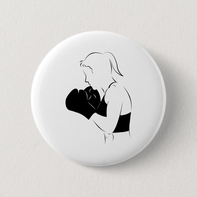 Female Boxer 2 Inch Round Button (Front)