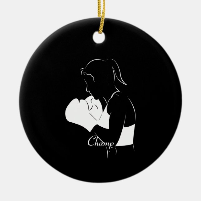 Female Boxer Champ Ceramic Ornament (Front)