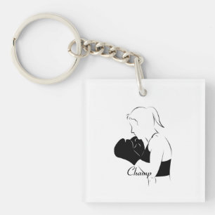 Female Boxer Champ Keychain