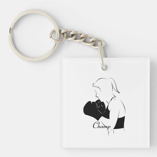 Female Boxer Champ Keychain (Front)