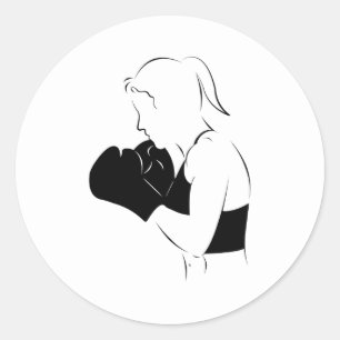 Female Boxer Classic Round Sticker