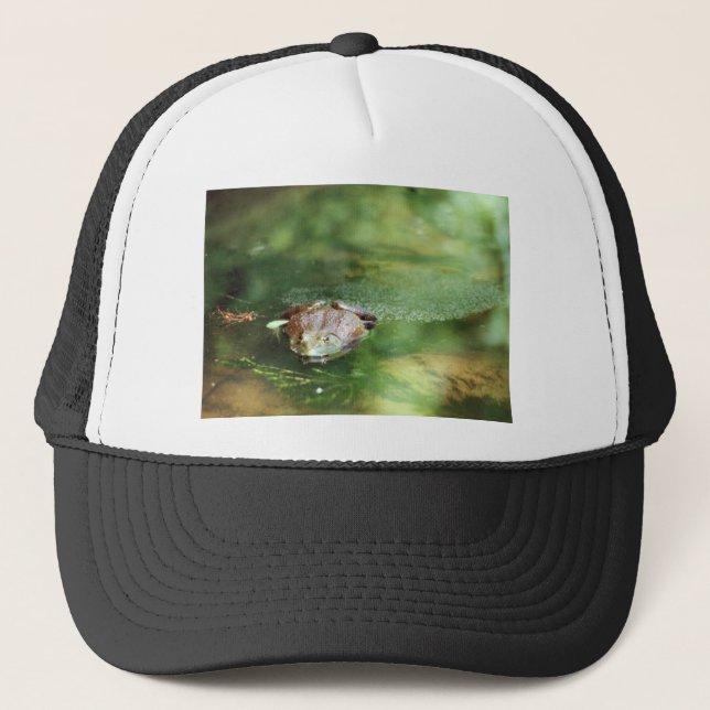 Female Bullfrog Laying Eggs Trucker Hat (Front)