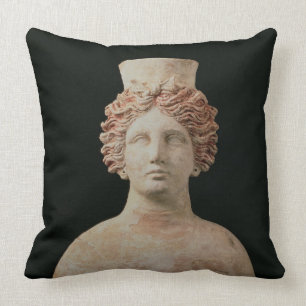 Female bust with kalathos from Ibiza, 5th century Throw Pillow