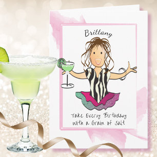Female Cartoon Funny Saying Margarita Birthday Card