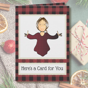 Female Cartoon Funny Thank You Christmas Gift Card