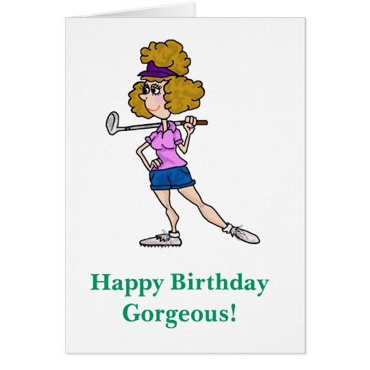 Female Cartoon Golfer Funny Birthday Card Zazzle.ca