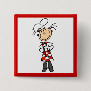 Female Chef 2 Inch Square Button