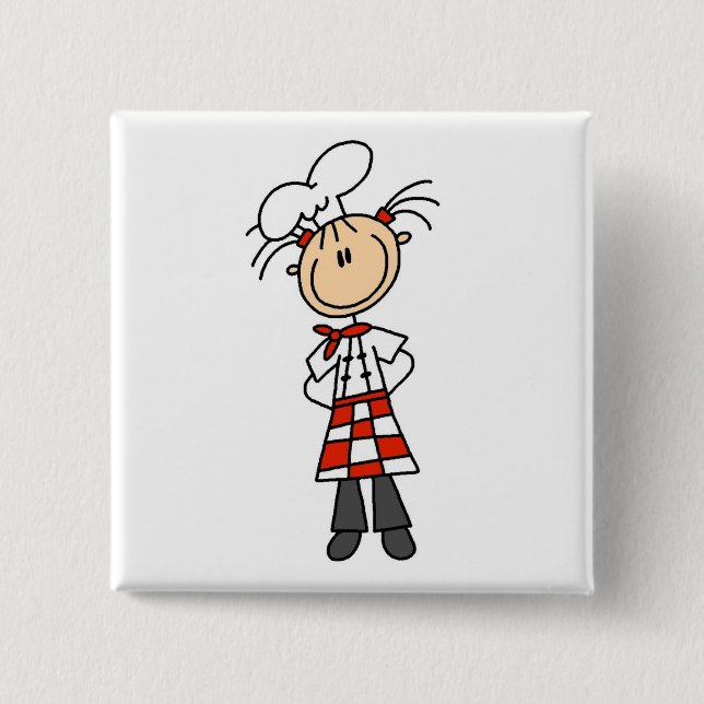 Female Chef 2 Inch Square Button (Front)