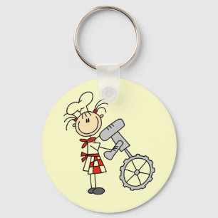 Female Chef Using Mixer Keychain