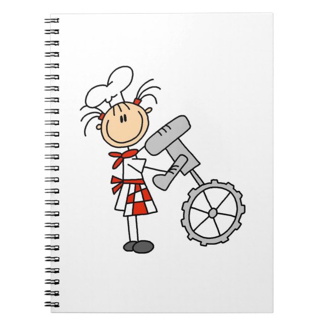 Female Chef Using Mixer Notebook (Front)
