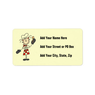 Female Chef With Mitts and Wooden Spoon Label