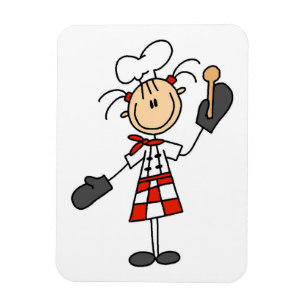Female Chef With Mitts and Wooden Spoon Magnet