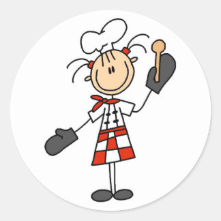Female Chef with Oven Mitts Tshirts and Gifts Classic Round Sticker
