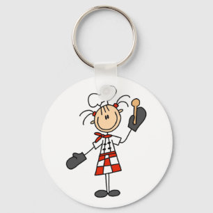 Female Chef with Oven Mitts Tshirts and Gifts Keychain