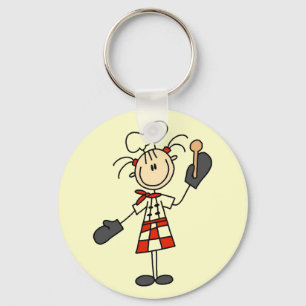 Female Chef with Oven Mitts Tshirts and Gifts Keychain