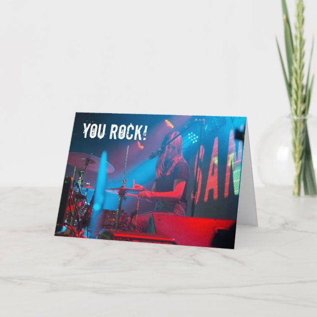 Female Chick Drumsticks Drummer Birthday Card (Front)